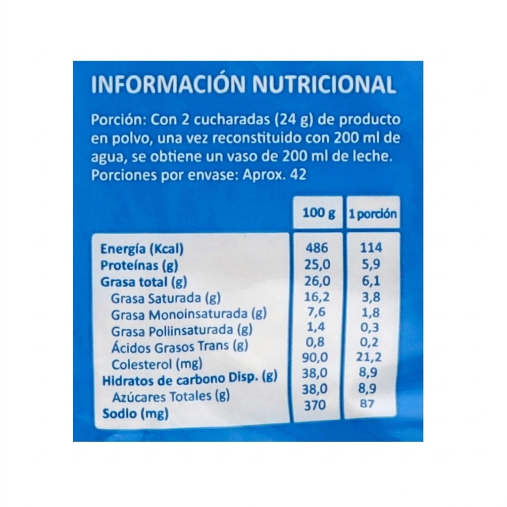 Leche entera en polvo Macro Food (1 kg / 2.2 lb)