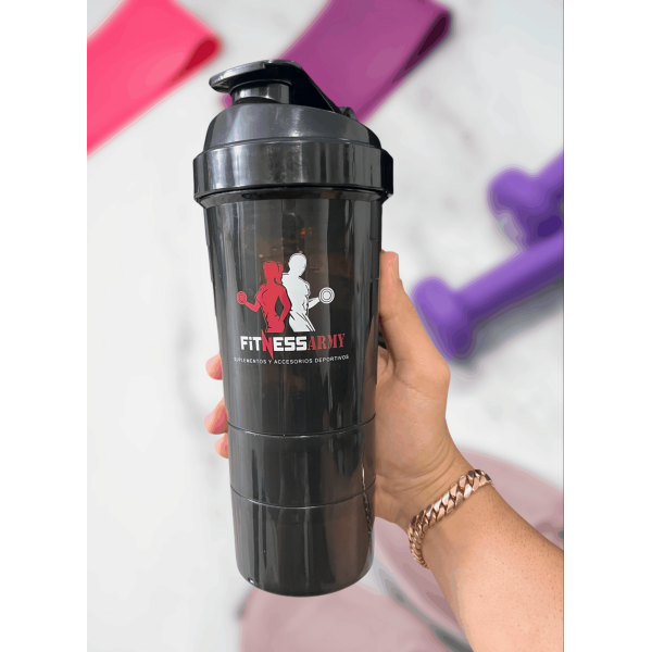 Pomo / Shaker con Compartimientos FitnessArmy — Organizador de suplementos