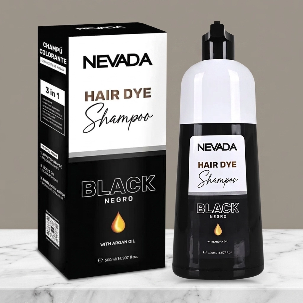 Shampoo tinte negro Nevada con aceite de argán 500ml