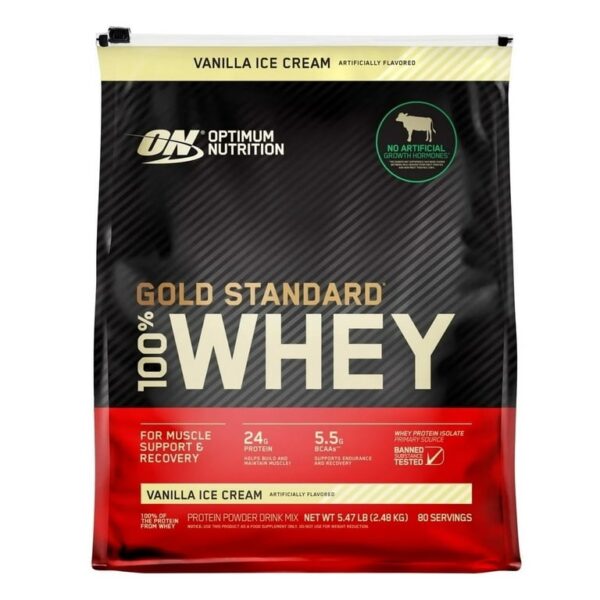 Proteína Whey Gold Standard 100% Optimum Nutrition 5lb — 80 servicios