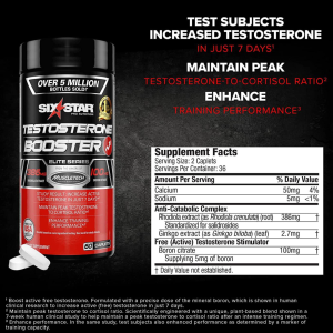 Potenciador de Testosterona Six Star MuscleTech — 60 cápsulas | 30 servicios