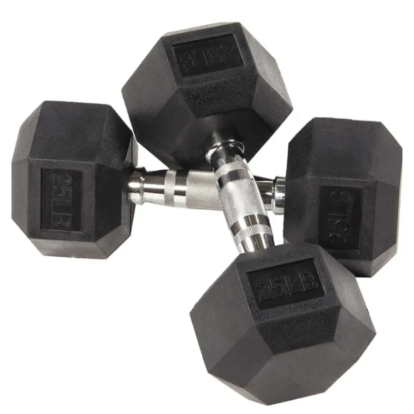 Pareja de Mancuernas Hexagonales 25lb — Revestimiento de goma