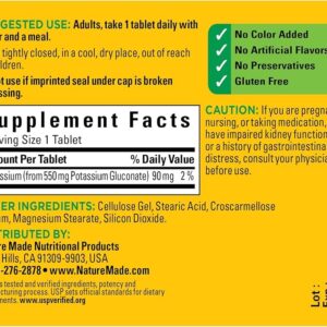 Potasio Nature Made 100mg — 100 cápsulas | Electrolito esencial para músculos y corazón
