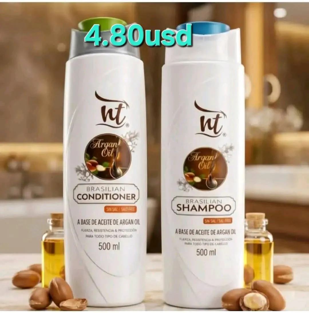 Set shampoo y acondicionador NT Brasilian de argán sin sal 500ml
