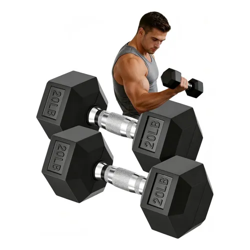 Pareja de Mancuernas Hexagonales 20lb — Revestimiento de goma