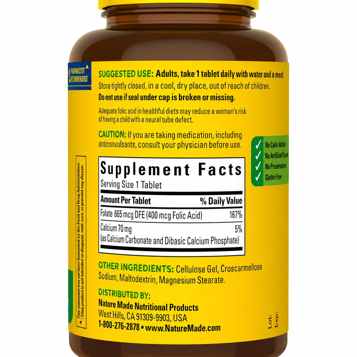 Ácido Fólico Nature Made(Vitamina B9) — Apoyo esencial para la salud celular