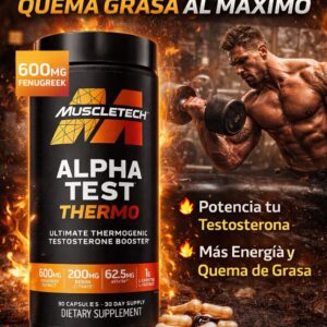 Potenciador de Testosterona Alpha Test Thermo MuscleTech — 90 cápsulas | 2 en 1