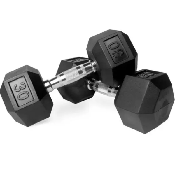 Pareja de Mancuernas Hexagonales 30lb — Revestimiento de goma