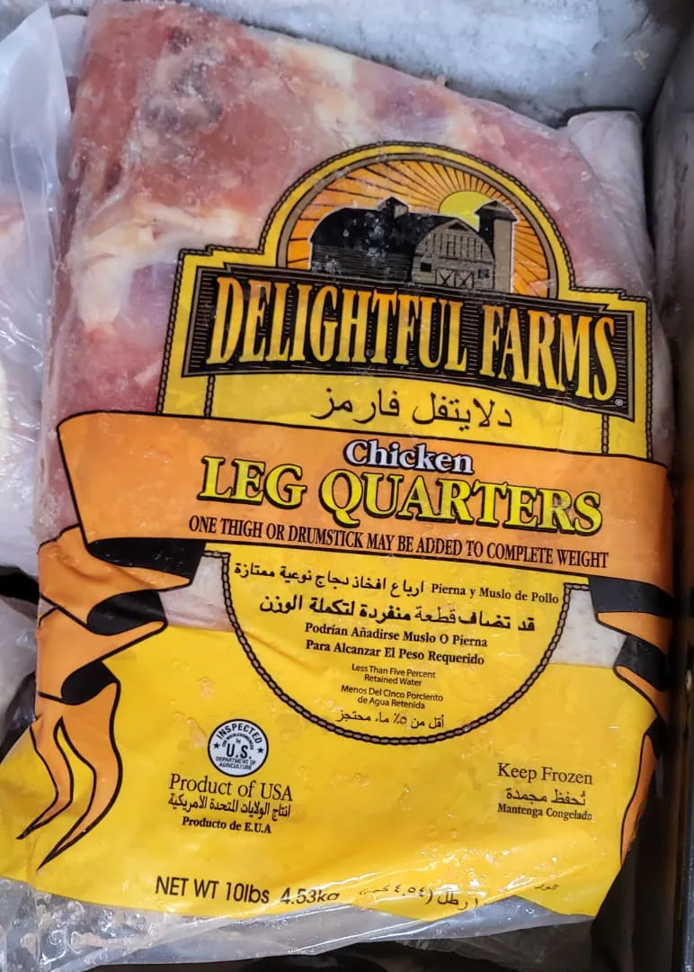Cuartos de pollo (muslo y contramuslo) Delightful Farms 10 lb
